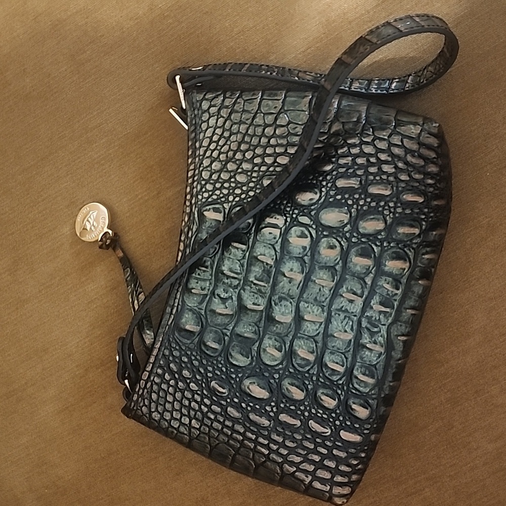 Brahmin Iridescent Green Croc-Embossed Shoulder Bag - Picture 8 of 8